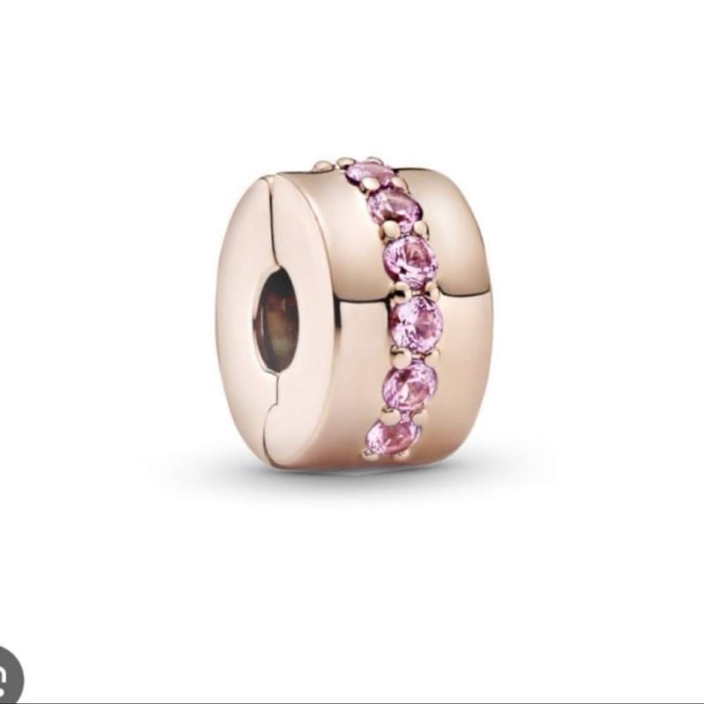 Pandora pink sparkling row clip charm